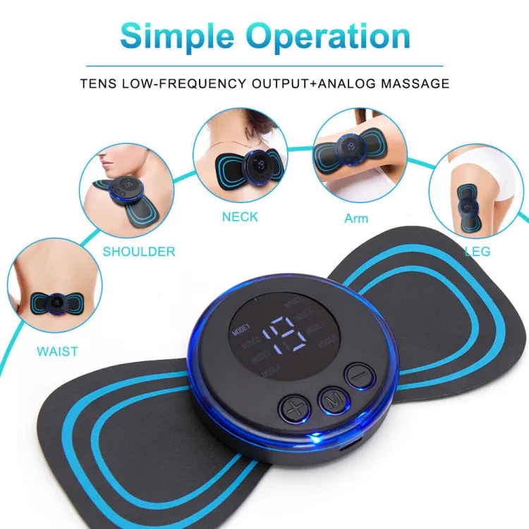 EMS Mini Neck Pulse Massager Electric LCD Display Stretcher EMS Mini massager 1 pad